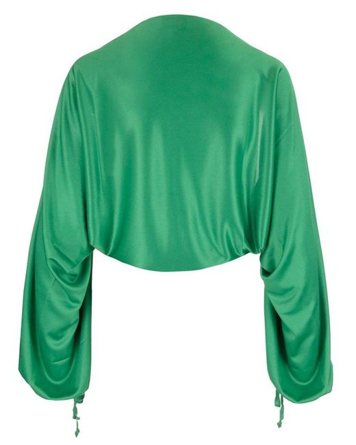 P.A.R.O.S.H. Green Open-front Long-sleeved Blouse