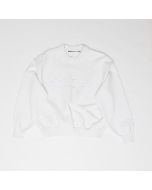 Alexander Wang White Logo Intarsia-knit Pullover