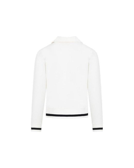 Berluti White Herringbone Half Zipped Sweatshirt for men
