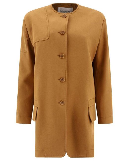 Max Mara Brown "Portici" Cotton Gabardine Oversized Jacket