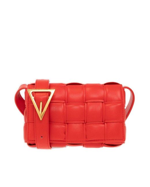 Bottega Veneta Red ‘Padded Cassette Small’ Shoulder Bag