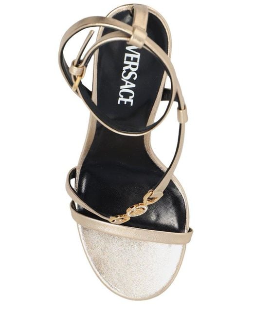 Versace Metallic Strap Heeled Sandals