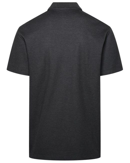 Versace Black Grey Cotton Polo Shirt for men