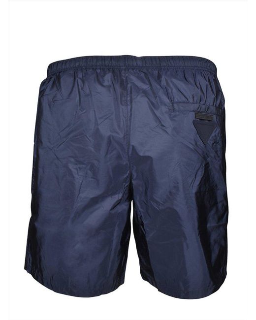 Prada Blue Logo Patch Swim Shorts for men