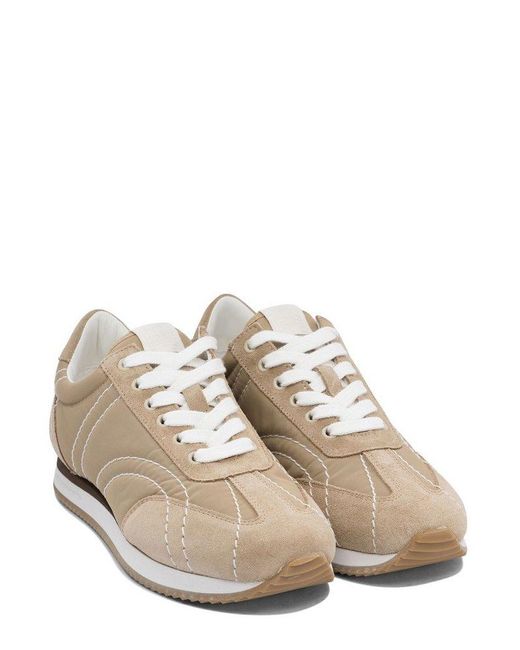 Totême  Brown Quilted Lace-Up Sneakers