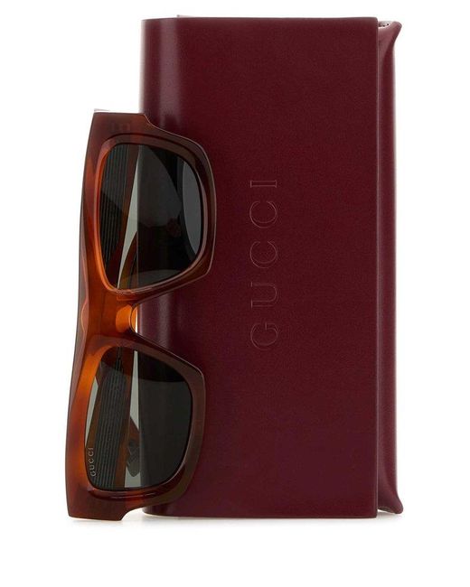 Gucci Brown Rectangular Frame Sunglasses for men