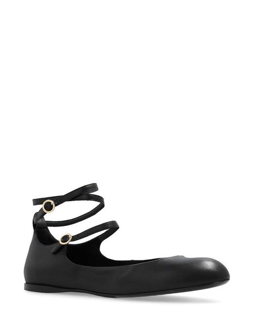 Max Mara Ankle Strap Ballerina Shoes in Black | Lyst