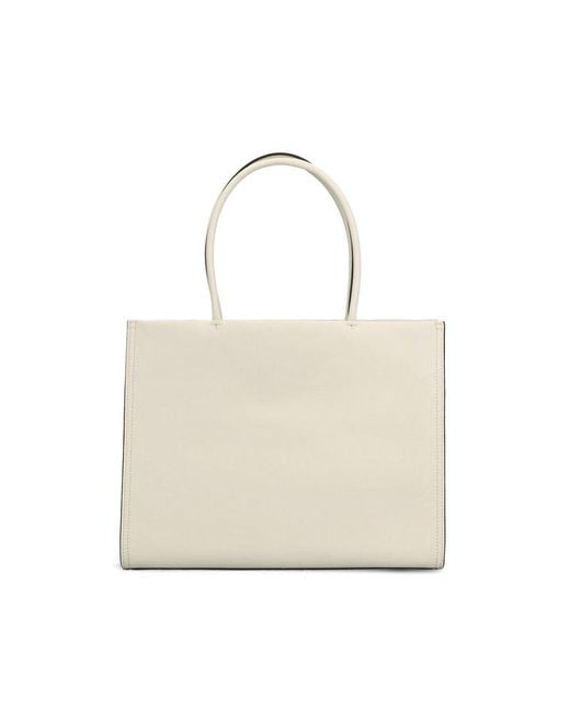 Tory Burch White Large Faux Leather Ella Tote Bag