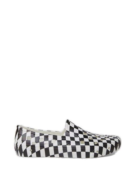 Vans White Trk Checkerboard Slip Ons for men