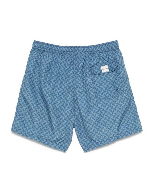 Drumohr Blue Geometric Pattern Swim Shorts for men