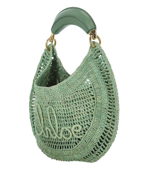 Chloé Green Summer Banana Woven Top Handle Bag