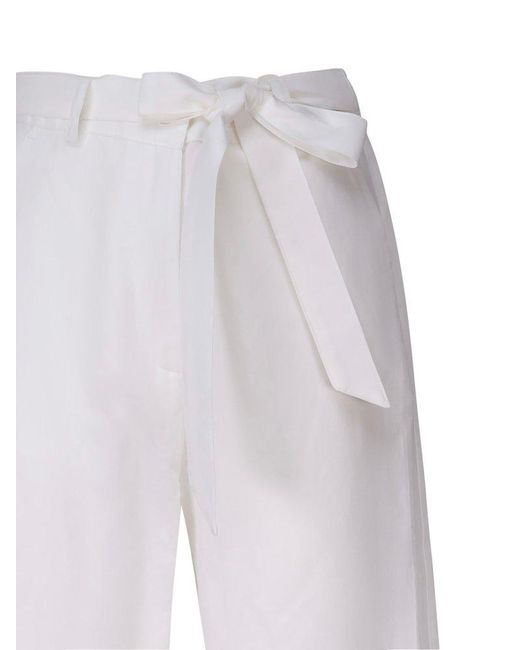 Pinko White High-waisted Barrel-leg Trousers