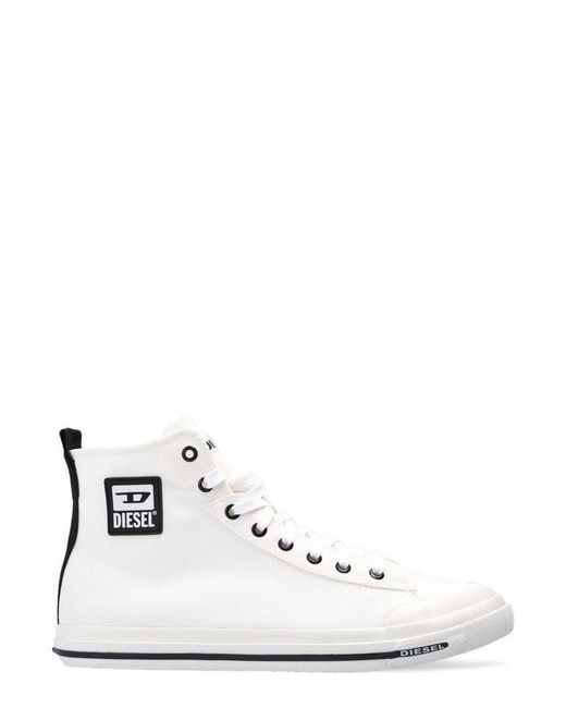 DIESEL White S-astico High-top Lace-up Sneakers for men