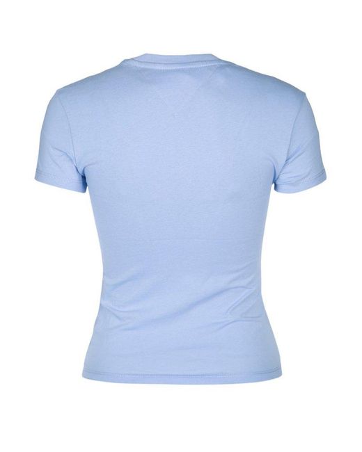 Tommy Hilfiger Blue Logo Printed Crewneck T-Shirt