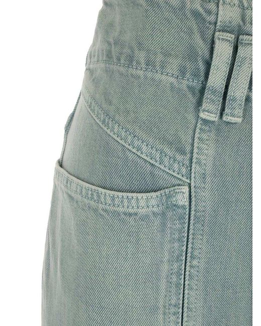 Isabel Marant Green High-Rise Cropped Jeans