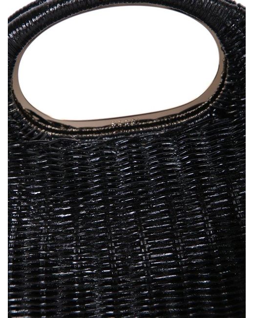 Sacai Black Woven Detailed Round Mini Tote Bag