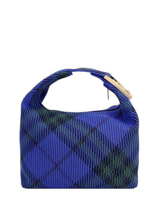 Burberry Blue Medium Peg Check-pattern Zipped Shoulder Bag