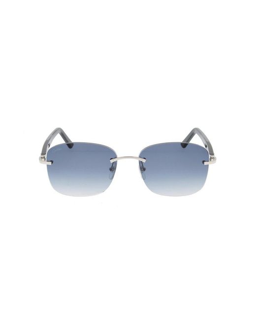 Cartier Blue Rectangular Rimless Sunglasses