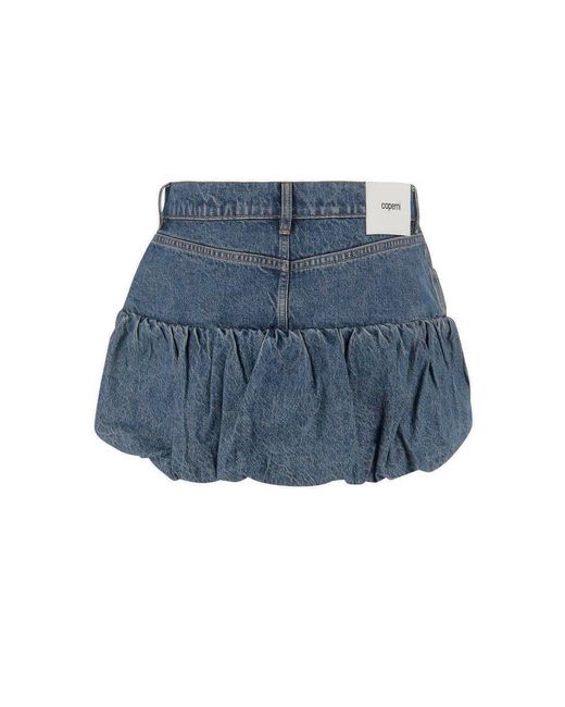 Coperni Blue Gathered Hem Denim Mini Skirt
