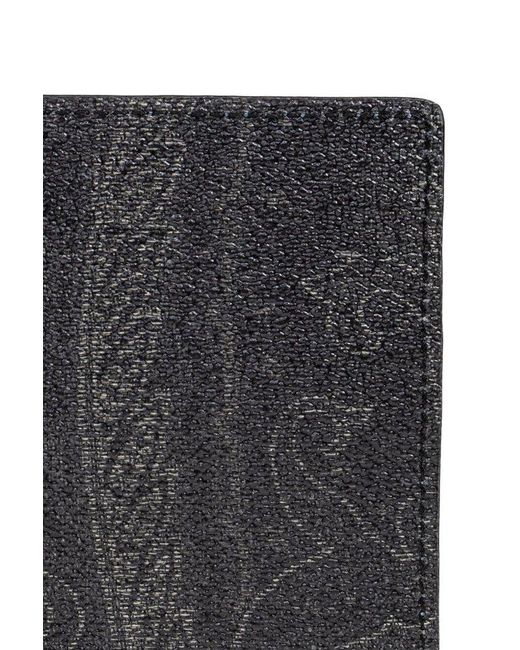 Etro Black Paisley Printed Bi-Fold Wallet for men