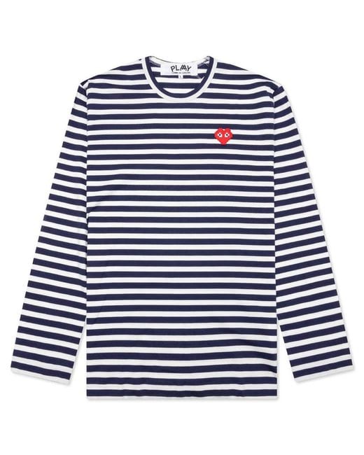 COMME DES GARÇONS PLAY Blue X The Artist Invader Striped T-Shirt for men
