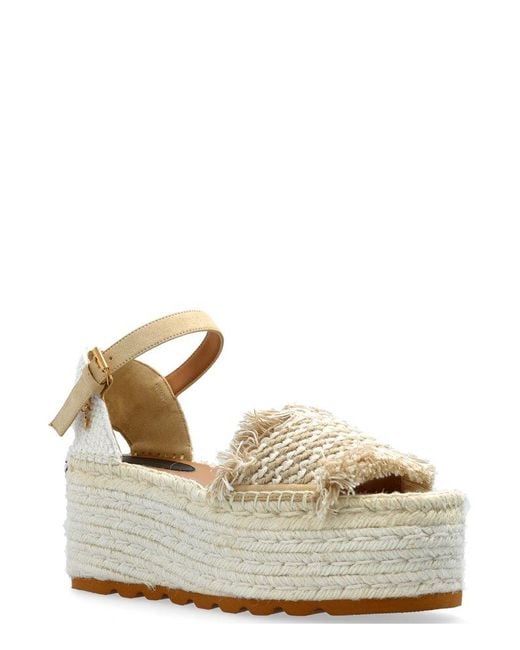 Stella McCartney Metallic Gaia Platform Espadrille Wedges