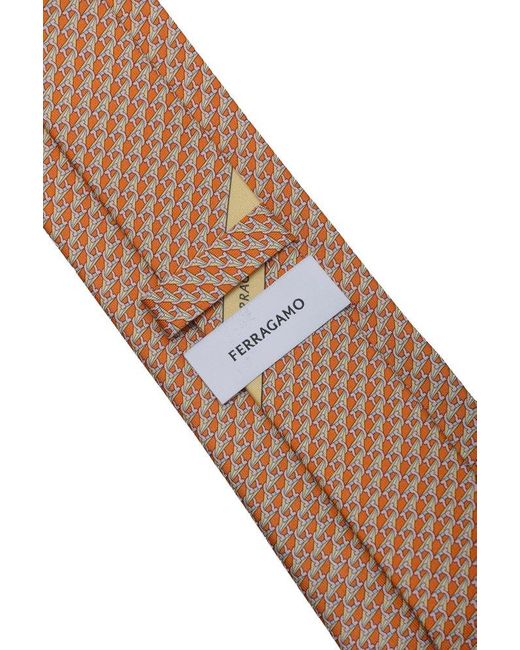 Ferragamo Brown Sun Print Pointed-tip Tie for men