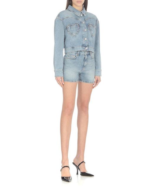 Moschino Blue Jeans Button-up Cropped Denim Jacket
