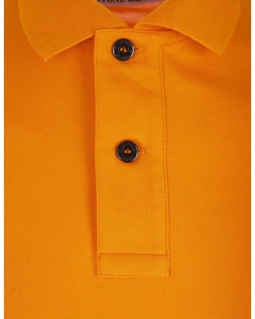 Stone Island Orange Piqué Slim Fit Polo Shirt for men
