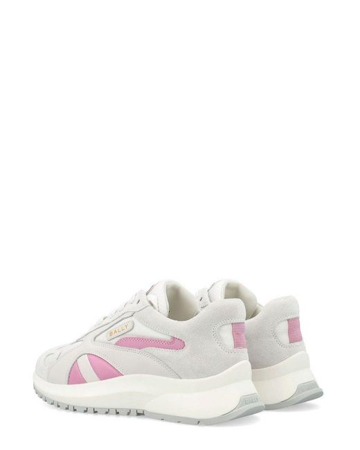 Bally Pink Contrast-panelled Lace-up Sneakers