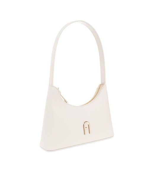 Furla White Diamante Zip-up Shoulder Bag
