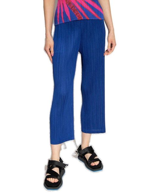 Pleats Please Issey Miyake Blue Pleated Trousers