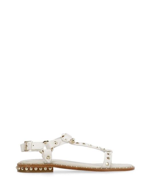 Ash White Patsy Stud-embellished Almond-toe Sandals
