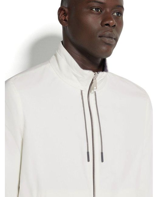 Zegna White Microfiber Reversible Brezza Blouson for men