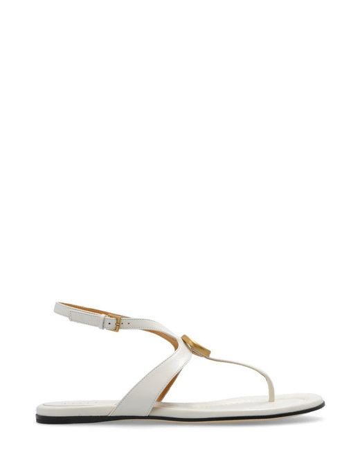 Gucci Natural GG Plaque T-shaped Ankle-strap Sandals