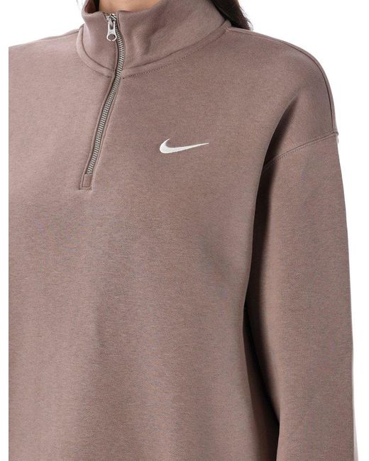 Nike Gray Oversized 1/4-Zip Sweatshirt