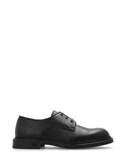 Emporio Armani Black Leather Shoes for men
