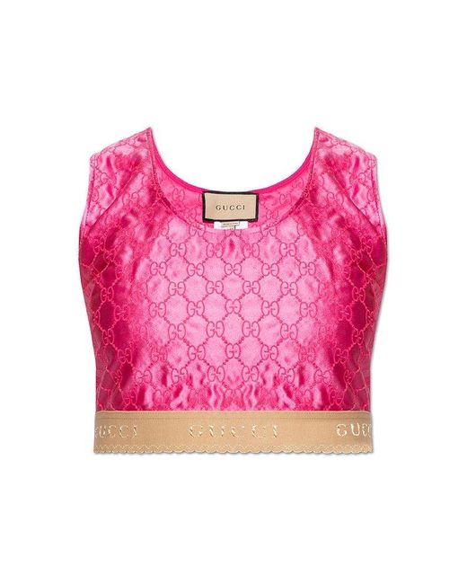 Gucci Pink Monogrammed Silk Top
