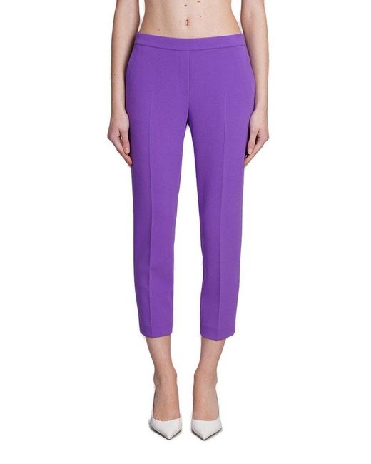 Theory Purple Treeca Pull-on Tailored Pants