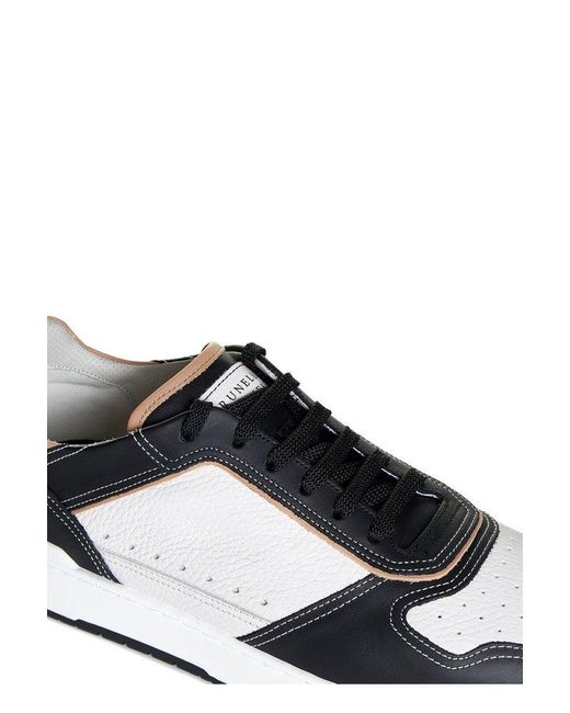 Brunello Cucinelli White Calfskin Basket Sneakers for men