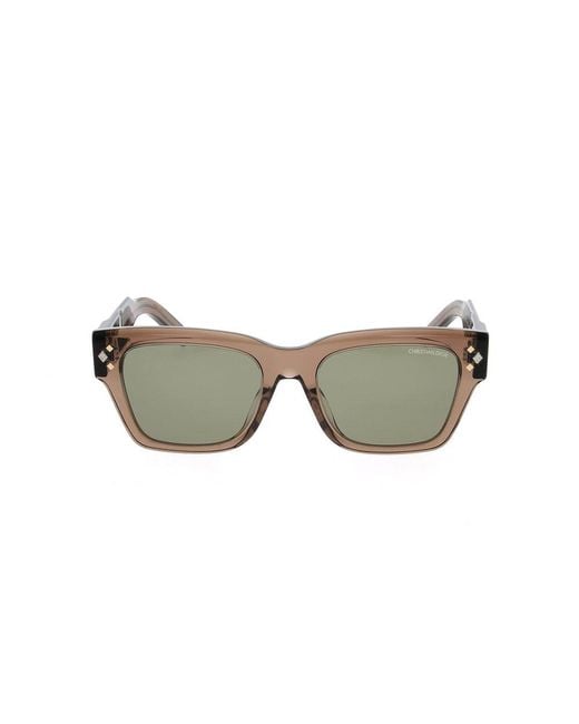 Dior Green Rectangle Frame Sunglasses