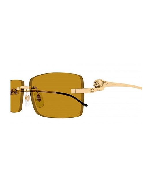 Cartier Yellow Rectangular Frame Sunglasses