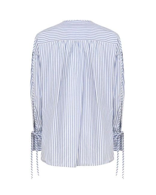 Pinko Blue Striped Shirt With Bare Shoulders