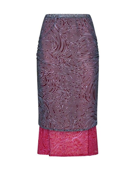 Dries Van Noten Purple Pattern-printed Layered Skirt