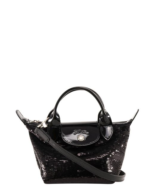 Longchamp Black Le Pliage Sequins Xs Top Handle Bag