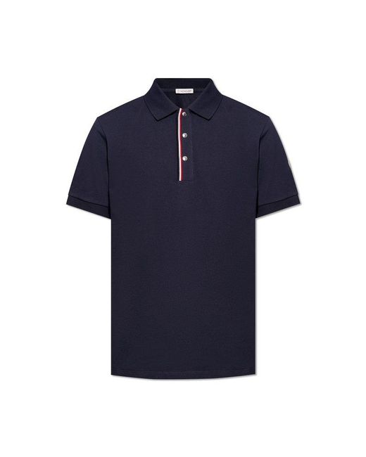 Moncler Blue Cotton Polo Shirt, for men