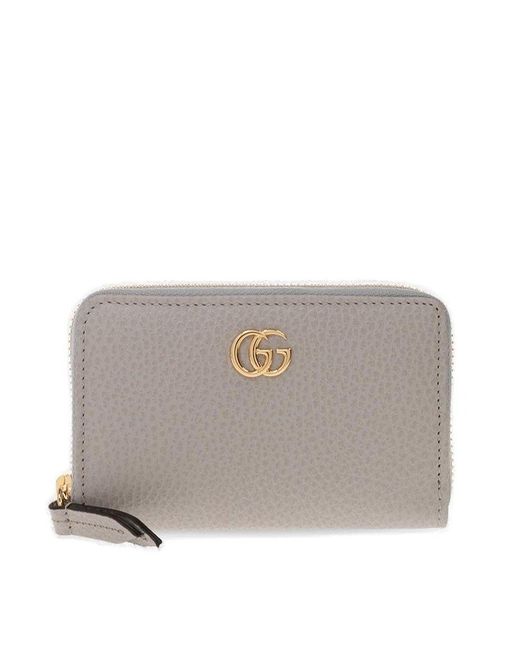 Gucci Gray Logo Plaque Zip-around Wallet