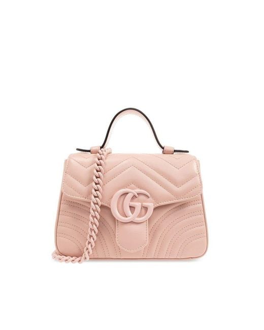 Gucci Pink GG Marmont Mini Top Handle Bag