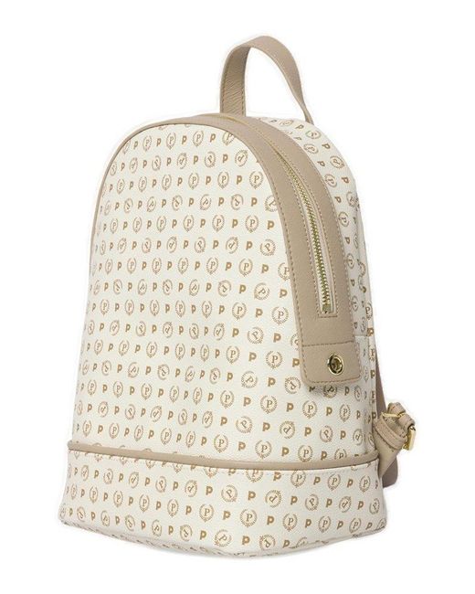 Pollini Natural Monogram Printed Zip-Around Backpack