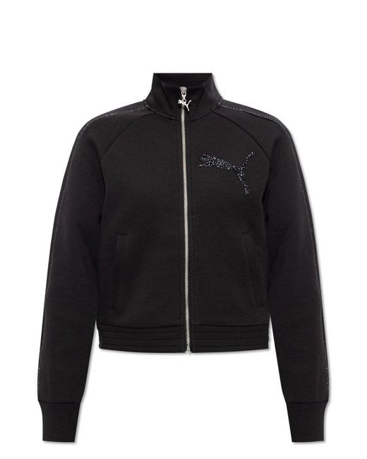 PUMA Black X Swarovski Logo-embellished Zipped Jacket